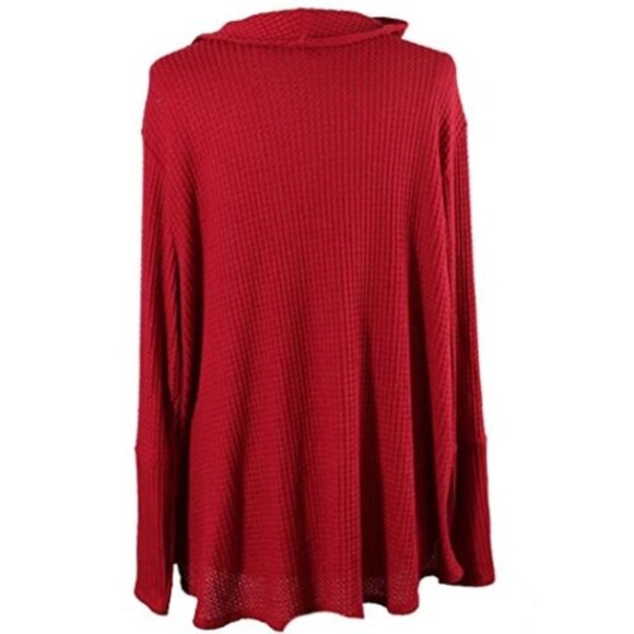 Style & Co Plus Red Knit Cowl Neck Casual Top - Picture 3 of 7